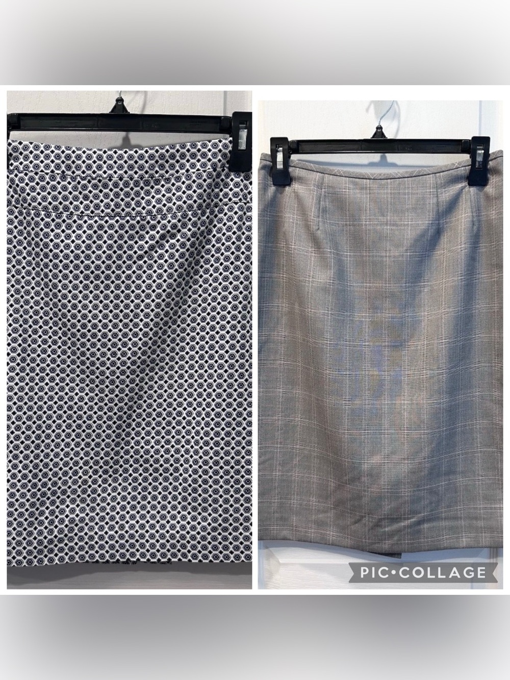 Lot of 2 Women’s Size 4 Skirts Navy/White Donna Rico, Gray/Pink Plaid Kasper